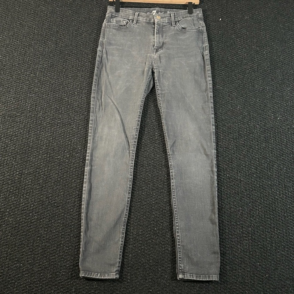 7 For All Mankind High Waist Ankle Skinny Washed Black‎ Denim Jeans Women's 29